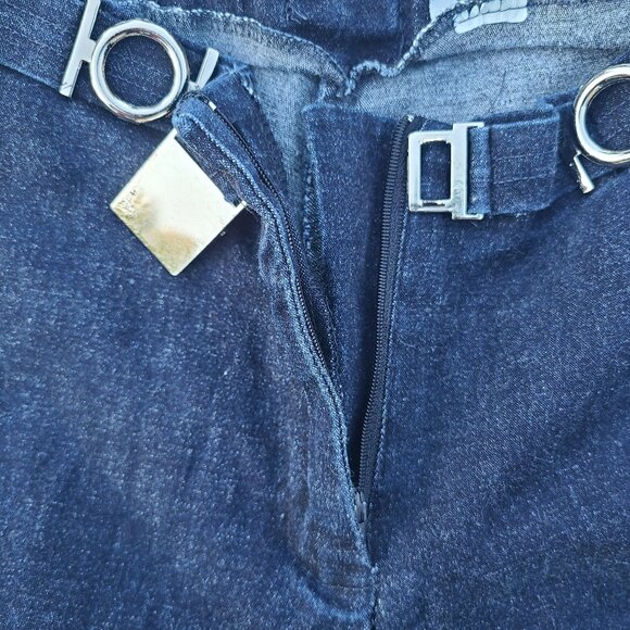 G-IV Metal Ring Grommet Dark Deep Blue Stretch Bootcut Blue Jeans - Size 5 - Picture 4 of 12